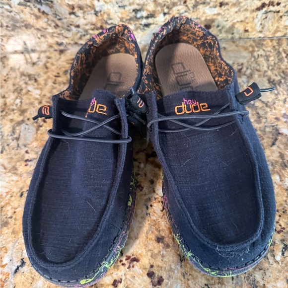 Hey Dude Black Shoes with Multicolor Accents - Picture 3 of 4